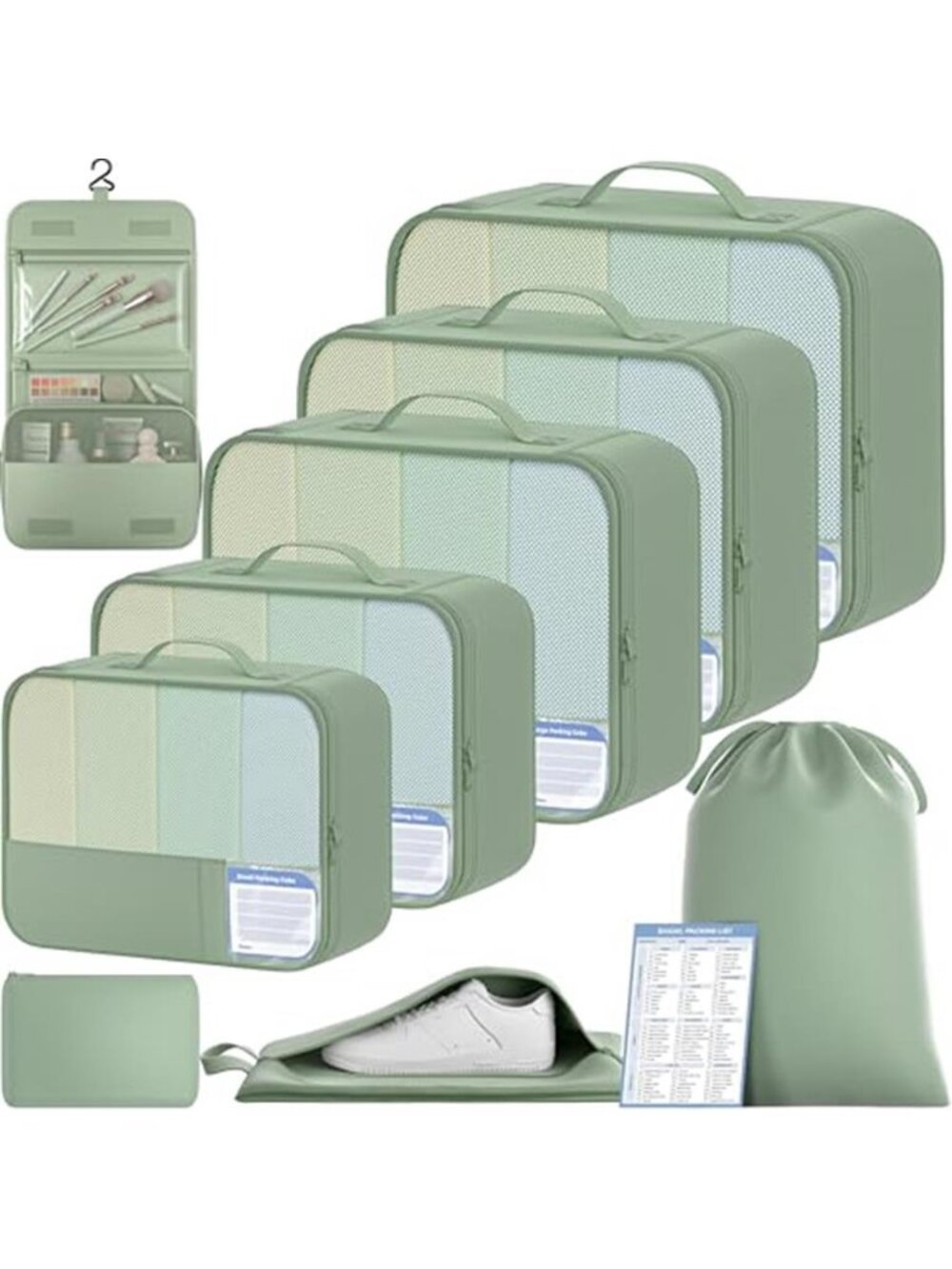 Travel Packing Cubes 9 Piece Luggage Organizer Set Compression Storage Bags